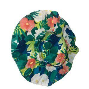 Gymboree Toddler Sun Hat Sz 4T-5T Floral Tropical Beachy Wide-Brim Aloha Cruise